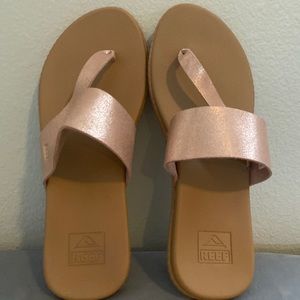 Rose gold and tan REEF sandals never worn